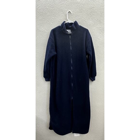 Elan Womens Robe Size Medium Blue Fleece Zip Up Long Sleeve Maxi Vintage - Picture 1 of 11